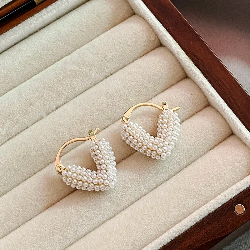 Pearl earrings heart
