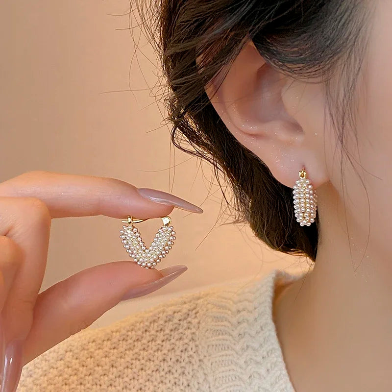 Pearl earrings heart